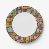 Keukengereedschap Patroon 3 Papieren Bordje (Voorkant)