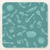 Keukengereedschap Patroon Kartonnen Onderzetters (Voorkant)