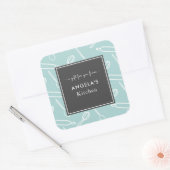 Keukengereedschap Patroon Keuken Bakken Gift Groen Vierkante Sticker (Envelop)