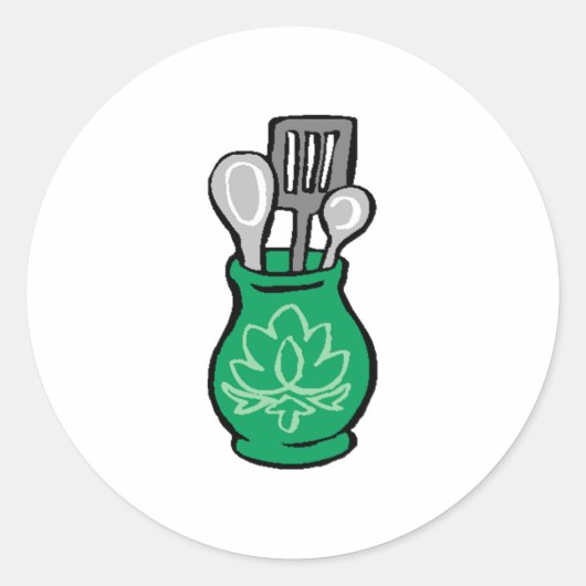 keukengereedschap ronde sticker (Voorkant)