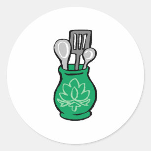 keukengereedschap ronde sticker