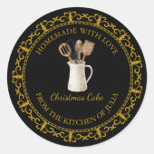  keukengereedschap Zelfgemaakt kooklabel Ronde Sticker (Voorkant)