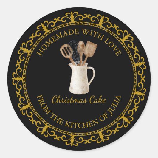  keukengereedschap Zelfgemaakt kooklabel Ronde Sticker (Voorkant)