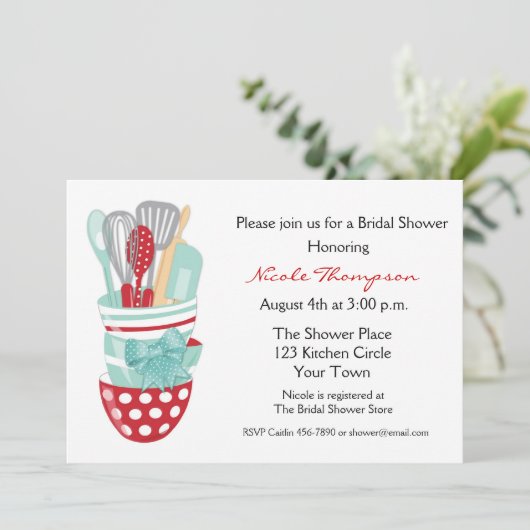 Keukengereedschappen Bridal Shower-uitnodiging Kaart (Staand voorkant)