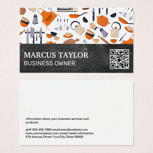 Keukengereedschappen | QR-code Visitekaartje (Voorkant /achterkant)