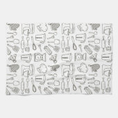 Keukengereedschappen Zwart en Wit Doodle Pattern Theedoek (Horizontaal)