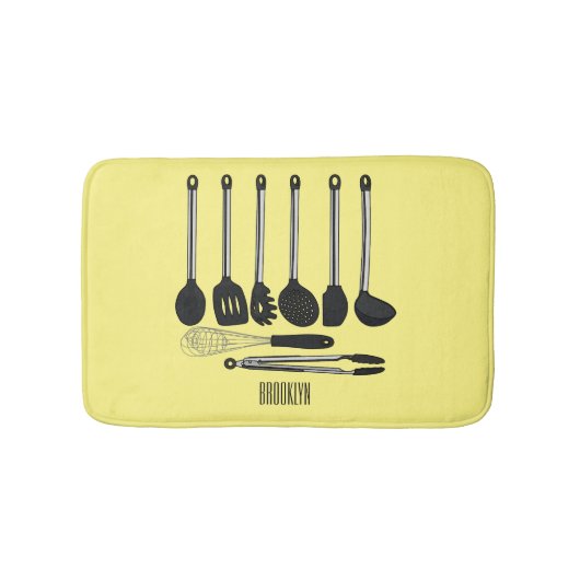Keukengereedschapsafbeelding cartoon badmat (Voorkant)