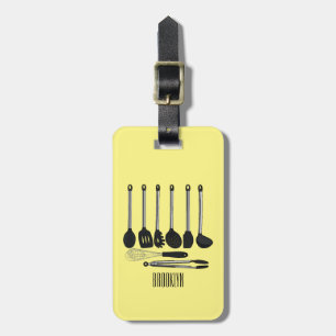 Keukengereedschapsafbeelding cartoon bagagelabel