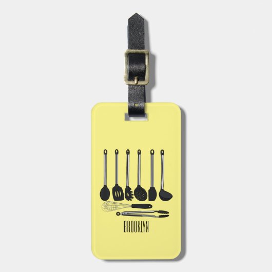 Keukengereedschapsafbeelding cartoon bagagelabel (Voorkant verticaal)