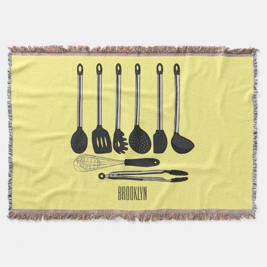 Keukengereedschapsafbeelding cartoon deken (Voorkant)