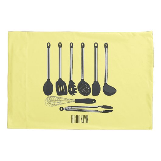 Keukengereedschapsafbeelding cartoon kussensloop (Achterkant)