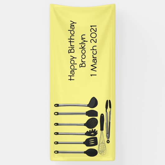 Keukengereedschapsafbeelding cartoon spandoek (Verticaal)