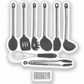 Keukengereedschapsafbeelding cartoon sticker (Voorkant)