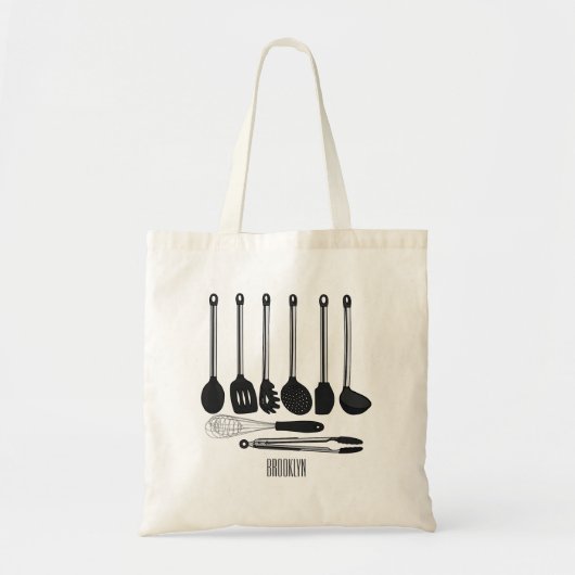 Keukengereedschapsafbeelding cartoon tote bag (Voorkant)