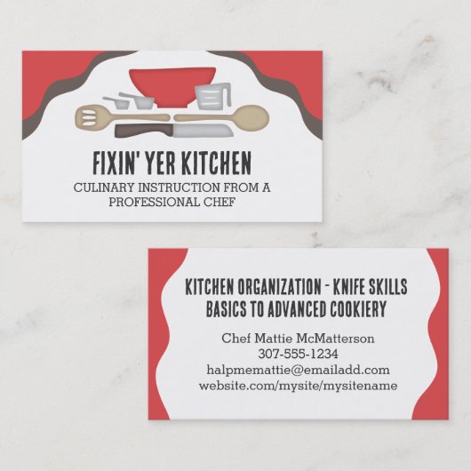 Keukengerei bakken keukenchef catering visitekaartje (Voorkant / Achterkant)
