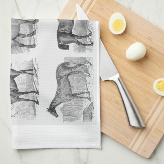 keukengerei en keukengerei, met paarddendeeg theedoek (Quarter Fold)