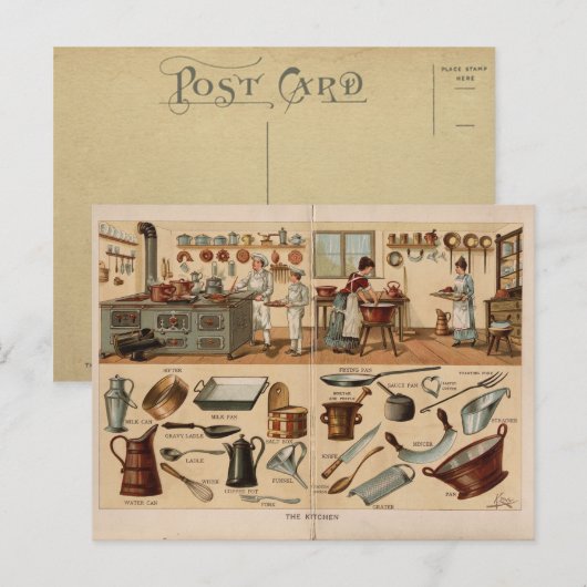  keukengerei illustratie briefkaart (Voorkant / Achterkant)