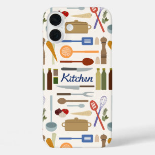 Keukengerei Illustratie + Type Patroonkleur iPhone 16 Plus Hoesje