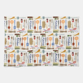 Keukengerei Illustratie + Type Patroonkleur Theedoek (Horizontaal)