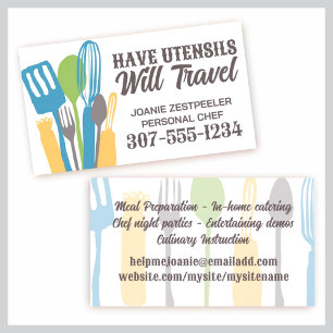 Keukengerei Kookklasse Chef Catering Visitekaartje