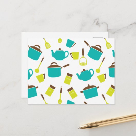 Keukengerei, met de klok mee, messenmakerswerk, ke briefkaart (Voorkant / Achterkant in situ)