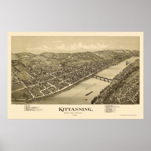Keukengerei, PA Panoramische Kaart - 1896 Poster (Voorkant)