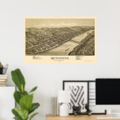 Keukengerei, PA Panoramische Kaart - 1896 Poster (Thuiskantoor)