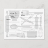 Keukengerei receptenkaarten, neutraal grijs briefkaart (Voorkant)