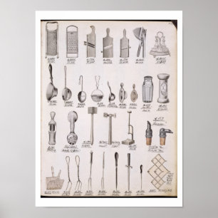 Keukengerei, uit een handelscatalogus van de huisd poster