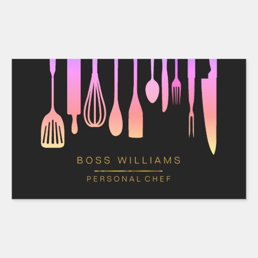 keukengerei voor catering rechthoekige sticker (Voorkant)
