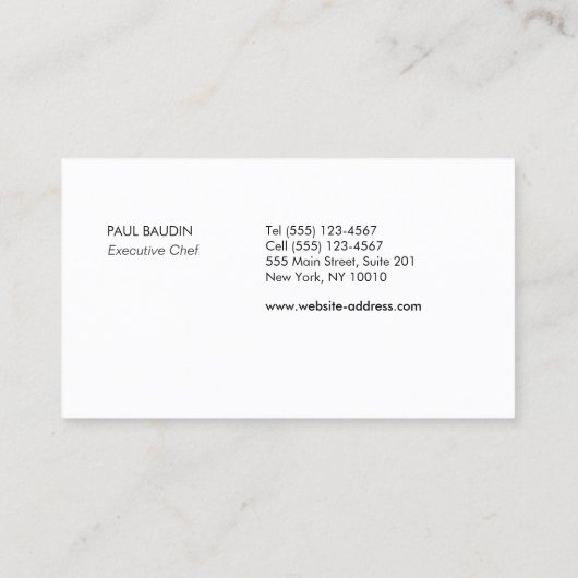 keukengerei voor catering visitekaartje (Achterkant)