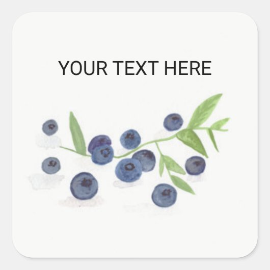 Keukengerei voor de waterverf van bosbessen vierkante sticker (Voorkant)