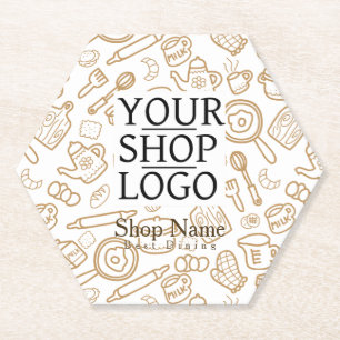 Keukengerei Wit Bruin Logo Kartonnen Onderzetters