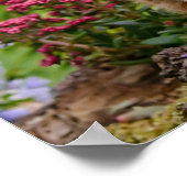 Keukenginger kitten in een tuin die met bloem word poster (Hoek)