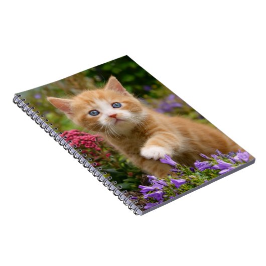 Keukenginger kitten in een tuin notitieboek (Rechterzijde)