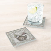 Keukenglazen theepot-beige kleuren glazen onderzetter (Schuin)