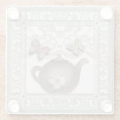 Keukenglazen theepot-beige kleuren glazen onderzetter (Achterkant)