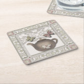 Keukenglazen theepot-beige kleuren kartonnen onderzetters (Schuin)