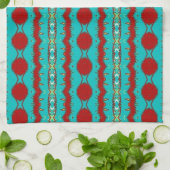 Keukenhanddoek 16 x 24 inch met Blauwgroen en rood (Gevouwen)