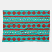 Keukenhanddoek 16 x 24 inch met Blauwgroen en rood (Horizontaal)