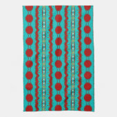 Keukenhanddoek 16 x 24 inch met Blauwgroen en rood (Verticaal)
