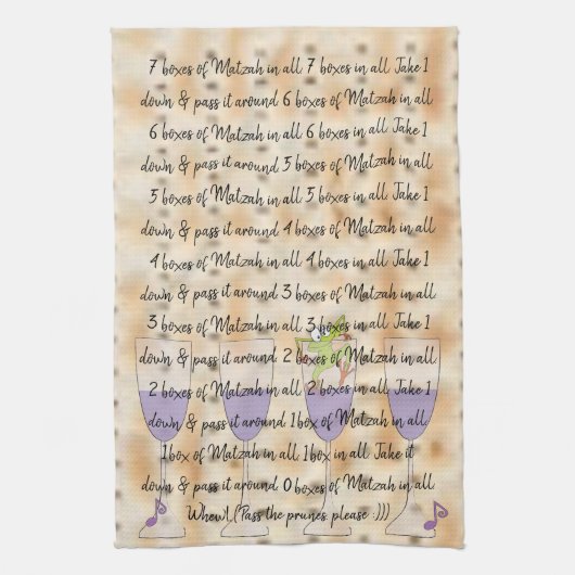 Keukenhanddoek "7 dozen van Matzah in alle " (Verticaal)