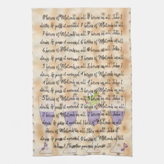 Keukenhanddoek "8 dozen van Matzah in alle " (Verticaal)