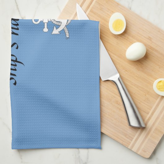 Keukenhanddoek - Anker met scheepsnaam (Quarter Fold)