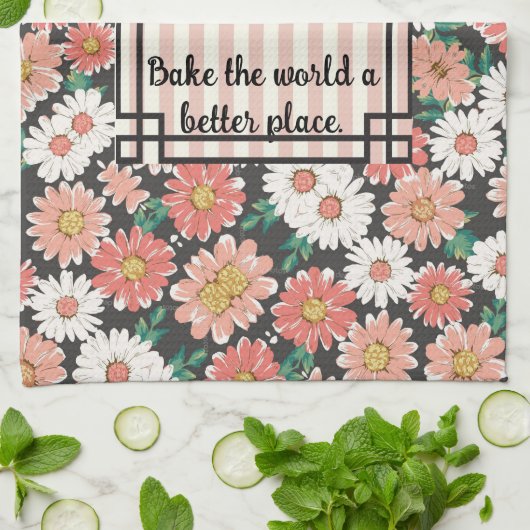 keukenhanddoek. Bak de wereld een betere plek. Theedoek (Gevouwen)