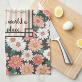 keukenhanddoek. Bak de wereld een betere plek. Theedoek (Quarter Fold)