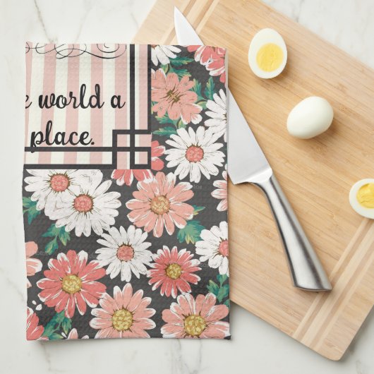 keukenhanddoek. Bak de wereld een betere plek. Theedoek (Quarter Fold)