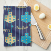 Keukenhanddoek "Blauw/Gouden Driehoeken" (Quarter Fold)