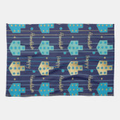 Keukenhanddoek "Blauw/Gouden Driehoeken" (Horizontaal)