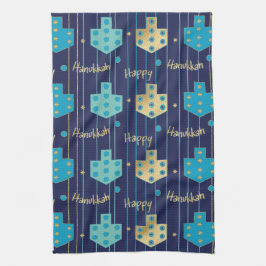 Keukenhanddoek "Blauw/Gouden Driehoeken"